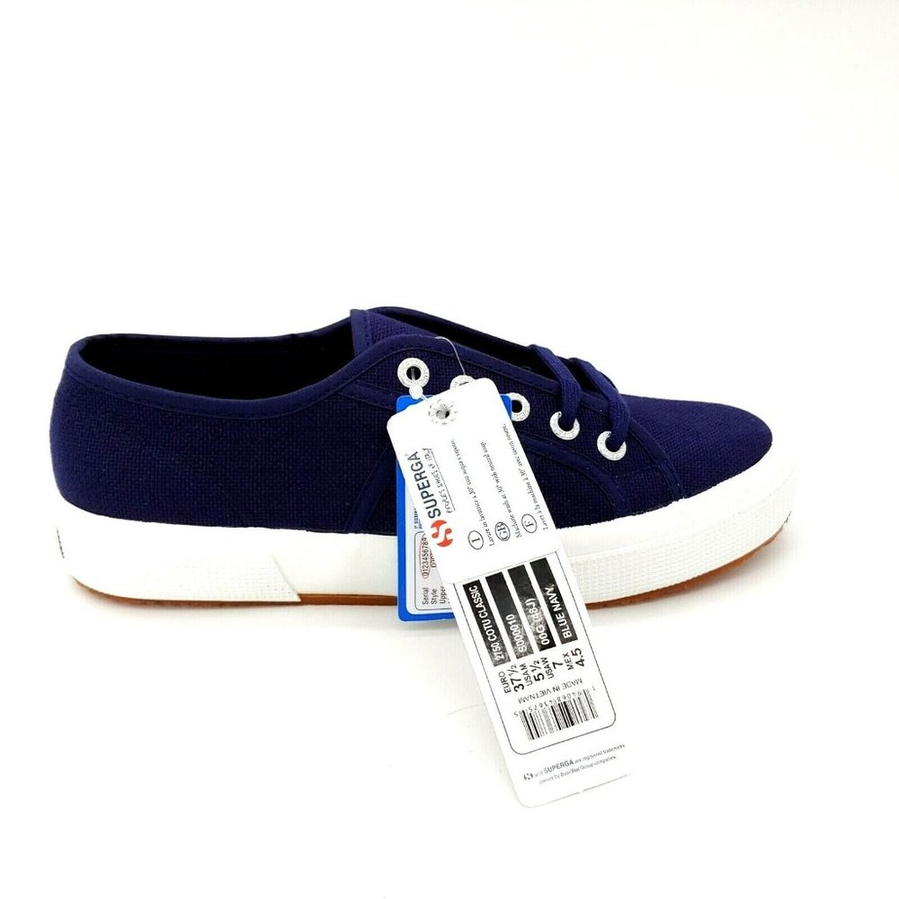 Superga Womens 2750 Cotu Classic Sneakers Shoes Blue Navy Low Top 7M